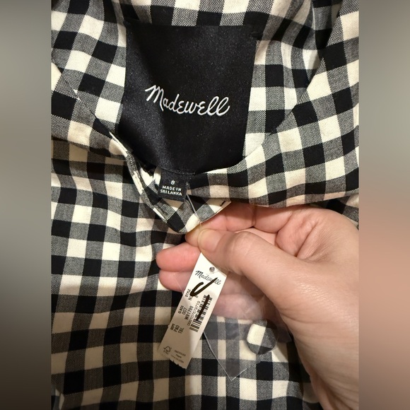 NWT Madewell Single-Breasted Crewneck Vest True Black White Checkered - Picture 10 of 12
